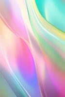 Iridescent chrome wavy gradient soft fabric texture abstract background. Created with Generative AI technology photo