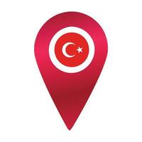 Destination pin icon with Turkey flag.Location red map marker vector