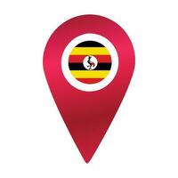 Destination pin icon with Uganda flag.Location red map marker vector