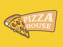 Pizza casa logo concepto diseño vector