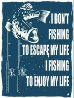 bass fishing poster design with quotes vector