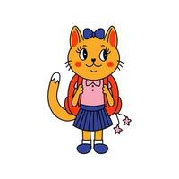 Chica de escuela gato vector ilustración