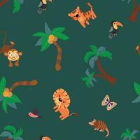 Seamless pattern with safari animals. Design for fabric, textile, wallpaper, packaging. vector