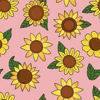 Seamless pattern with sunflowers. Sunny flowers. Design for fabric, textile, wallpaper, packaging. vector