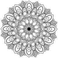 Outline mandala with many petals, coloring page for creativity vector