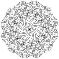 Abstract mandala with spiral elements, meditative zen coloring with swirls vector