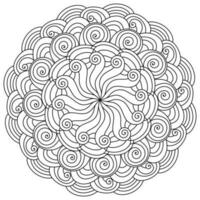 Abstract mandala with spiral elements, meditative zen coloring with swirls vector