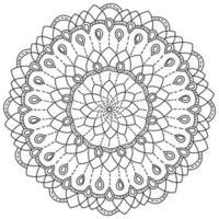 Mandala with simple drops and hatching, meditative coloring page vector