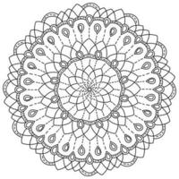 Mandala with simple drops and hatching, meditative coloring page vector