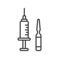ampoule syringe icon vector black white color with line style