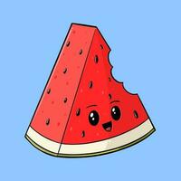 watermelon cute character fresh fruit vector