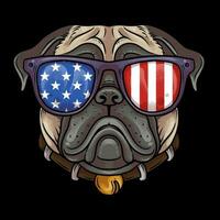 cool american dog head t-shirt design vector