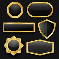 Vector golden retro frame, realistic golden badge.