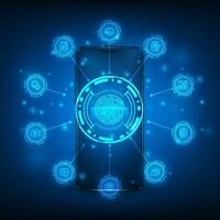 Vector mobile mockup witch communication and social media concept. Technology connecting abstract background.