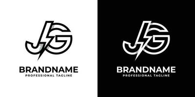 Letter JG Thunderbolt Logo, suitable for any business with JG or GJ initials. vector