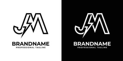 Letter JM Thunderbolt Logo, suitable for any business with JM or MJ initials. vector