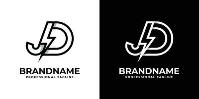 Letter JD Thunderbolt Logo, suitable for any business with JD or DJ initials. vector