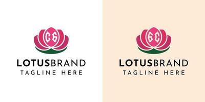 Letter CG and GC Lotus Logo Set, suitable for any business related to lotus flowers with CG or GC initials. vector