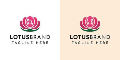 Letter CL and LC Lotus Logo Set, suitable for any business related to lotus flowers with CL or LC initials. vector