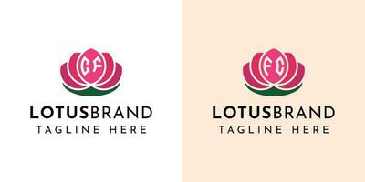 Letter CF and FC Lotus Logo Set, suitable for any business related to lotus flowers with CF or FC initials. vector