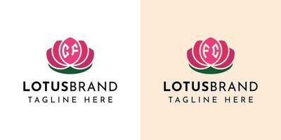 Letter CF and FC Lotus Logo Set, suitable for any business related to lotus flowers with CF or FC initials. vector