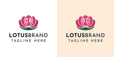 Letter CR and RC Lotus Logo Set, suitable for any business related to lotus flowers with CR or RC initials. vector