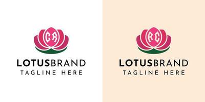 Letter CR and RC Lotus Logo Set, suitable for any business related to lotus flowers with CR or RC initials. vector