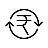 Rupee transaction, rupee transfer icon in line style design isolated on white background. Editable stroke. vector