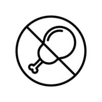 No chicken, no nonveg, say no to non-veg icon in line style design isolated on white background. Editable stroke. vector