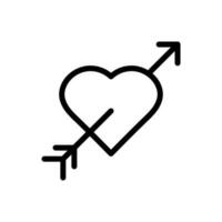 Arrow through heart icon in line style design isolated on white background. Editable stroke. vector