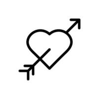 Arrow through heart icon in line style design isolated on white background. Editable stroke. vector