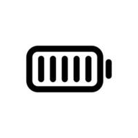 Full battery icon in line style design isolated on white background. Editable stroke. vector