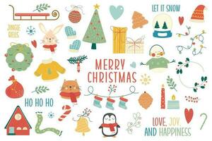 Set hand drawn christmas decoration vector