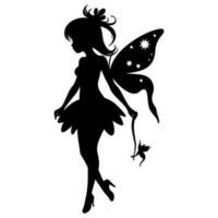 a silhouette of a fairy with wings vector