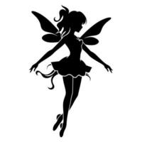 a silhouette of a fairy in a dress vector