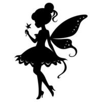 silhouette of a fairy with a flower vector