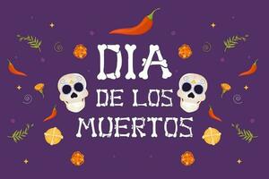 Day of the dead postcard. skull and flor de muerto vector