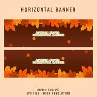 set of autumn leaves horizontal banner design vector