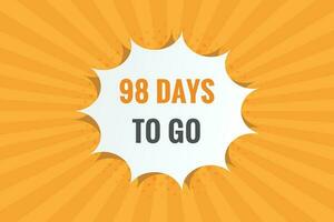 98 days to go countdown template. 98 day Countdown left days banner design vector
