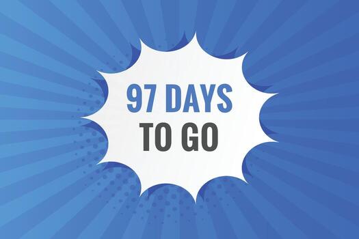 97 dias a Vamos cuenta regresiva modelo. 97 día cuenta regresiva izquierda dias bandera diseño vector