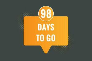 98 days to go countdown template. 98 day Countdown left days banner design vector