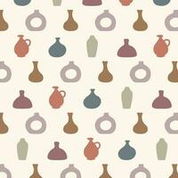 Actual Print With Boho Vases In Pastel Colors. Vector Illustration In Contemporary Style