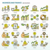 Business and finance icon set - Line color Icons, Editable stroke. Same as Invest, Insurance, Economic, Protect, Develop, Performance, Time, Statistic, Data, Statement, Income, Assessment, Profit etc. vector