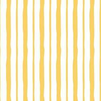 Seamless pattern with yellow summer hand drawn stripes. Vector abstract background in the vintage nature style. Cool geometric striped structure on the white backdrop. Vertical lines. Swatch