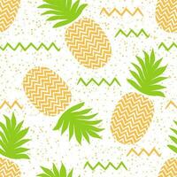 Vector seamless pattern with pineapples for summer textile or fabric design on white. EPS 10.