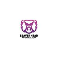 beaver head logo design gradient line art vector