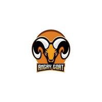 angry goat head logo design mascot vector