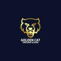 wild cat head with luxury line logo design vector