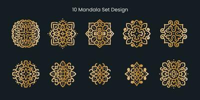 Golden mandala vector shape set design template