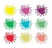 Paint splatter colorful set. Round splash flat collection. Cartoon splatters. Stain colored ink collection. Isolated vector illustration.